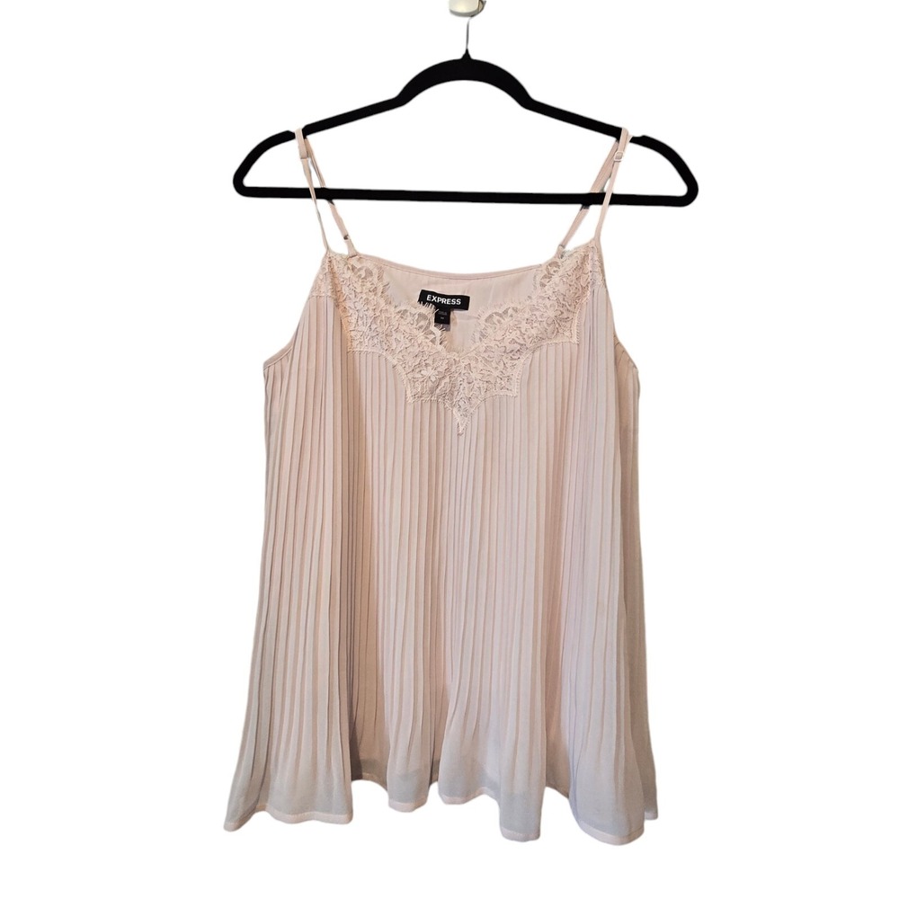 Express Tank Camisole MED Pleats Flowy Coquette Fairycore Cottage Babydoll Boho